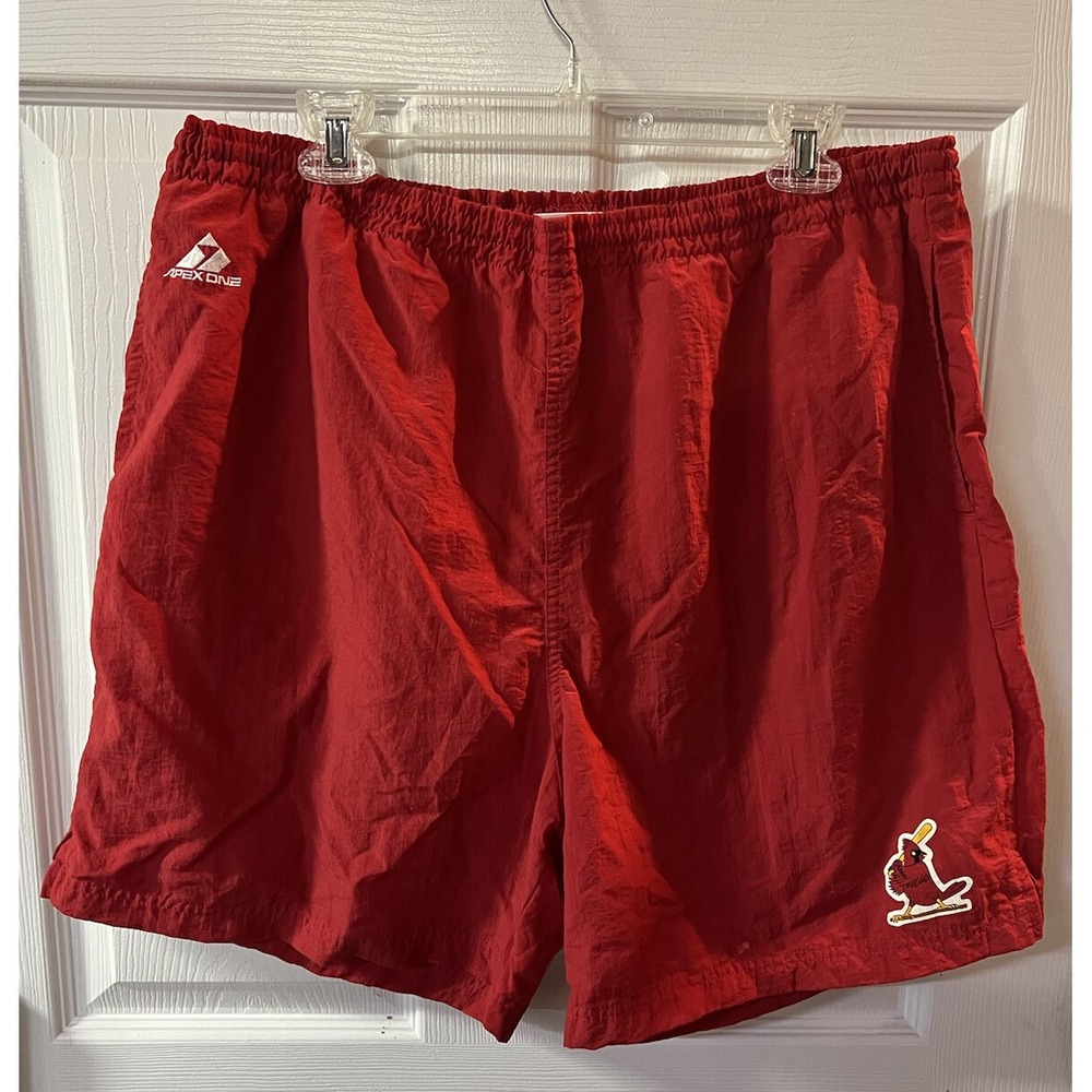 Vintage Apex One St Louis Cardinals Men L Red Nylon MLB Baseball Shorts